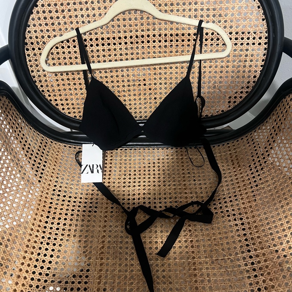 Zara black wrap up top. Size L. New with tags